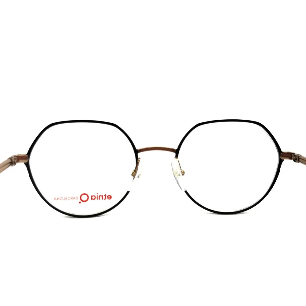 Etnia Barcelona Eyeglasses Frame STOA BKBZ Black Bronze Round Wire Rim 49-19-138